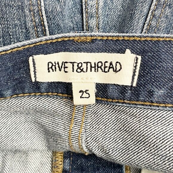 Madewell Rivet & Thread Boyjean Linwood Wash Size 25 | 0 Straight Leg High Waist - Picture 7 of 10